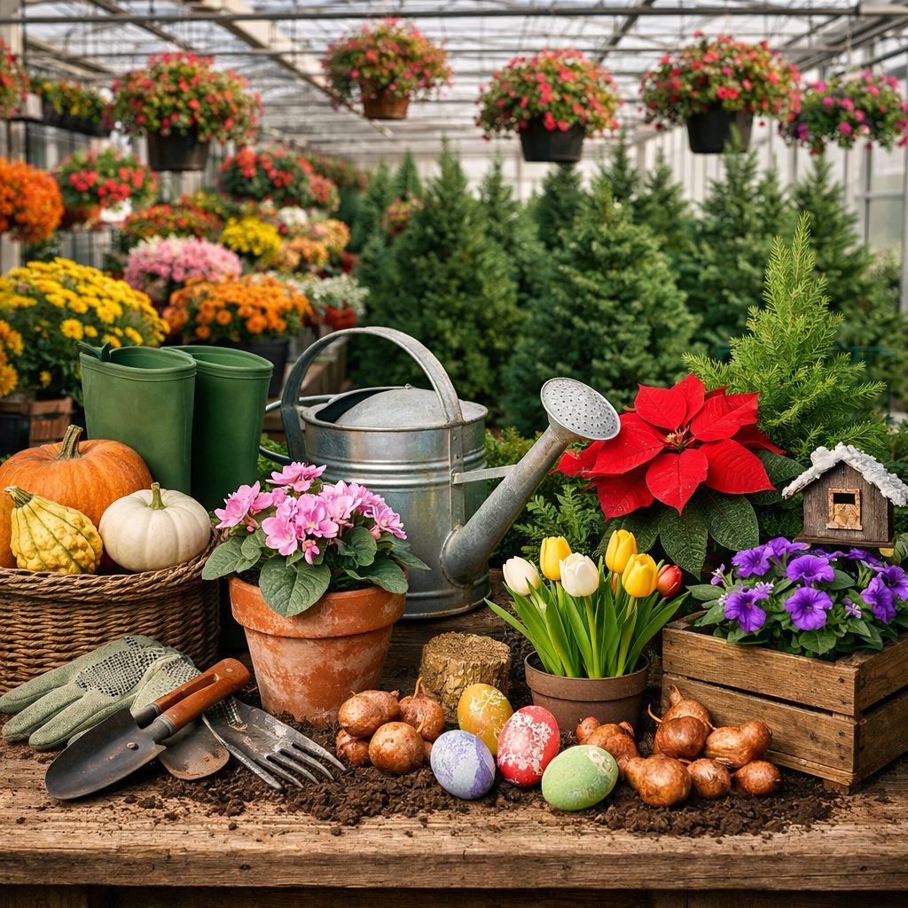 Visit our greenhouse in Gilbertsville, PA for seasonal plants year-round. Mums, poinsettias, Easter bulbs, annuals, perennials, and houseplants available.