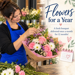 Flowers for a Year – Monthly Loose Wrapped Bouquet Subscription
