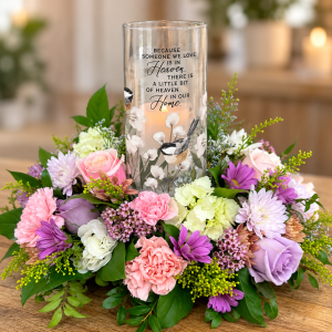 Heaven in Home Memorial Vase & Candle with Flowers