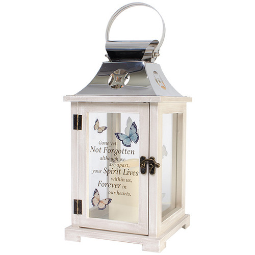 Forever In Our Hearts memorial lantern with LED candle for remembrance displays