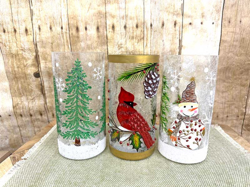 Holiday Crackle Glass Centerpiece